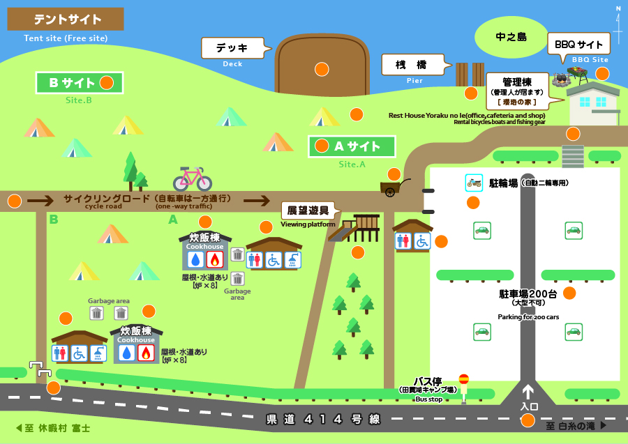 田貫湖キャンプ場のマップ
