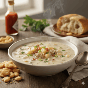 熱々クラムチャウダー